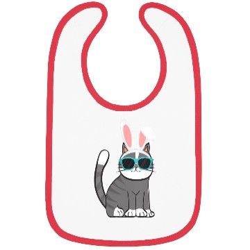 Discover Happy Easter Cat With Bunny Ears And Glasses Bibs