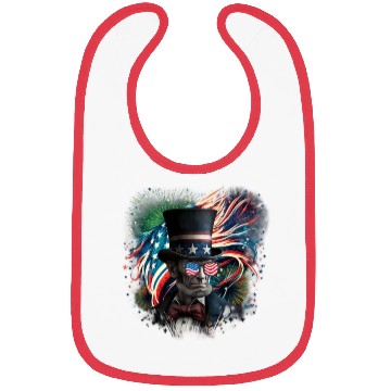 Discover Merica Lincoln Independence Day Party 4th July Bibs