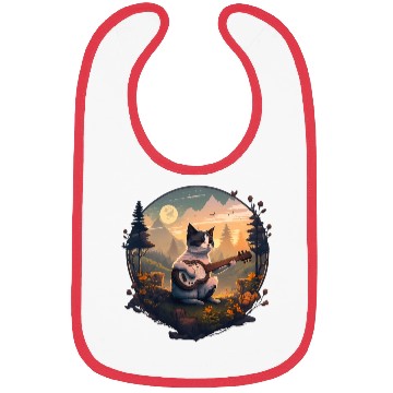 Discover Cottagecore Aesthetic - Cat Playing Guitar - Bibs