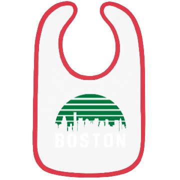 Discover Boston Massachusetts Cityscape Green Bibs