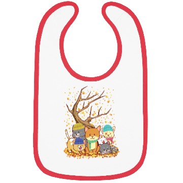 Discover Cats Fall Autumn Leaf Tree Lover Season Fan Enjoy Bibs
