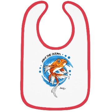 Discover Save The Ocean Orange Fish Blue Waves Environment Bibs