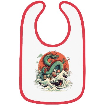Discover Sushi Dragon Japanesse Kawaii Bibs