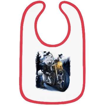 Discover Wolf Riding Chopper Motorcycle In Full Moon Bibs