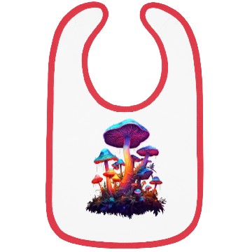 Discover Trippy Neon Mushrooms #8 Bibs