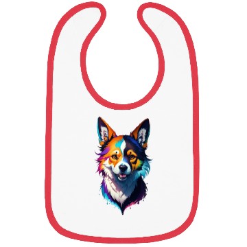 Discover colorful rainbow realistic corgi dog design Bibs