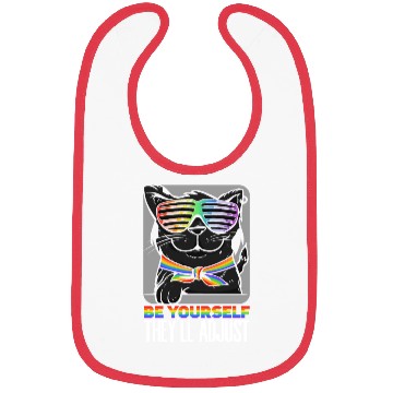 Discover Be Yourself They'll Adjust Rainbow Cat Feline Bibs