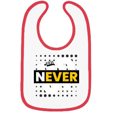 Discover Black White Yellow Typography Never Give Up Bibs