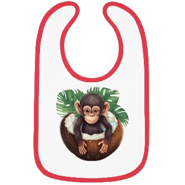 Discover Monkey Bathing in Coconut - Fun Summer Design Bibs