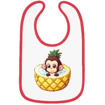 Discover Monkey Bathing in Pineapple - Fun Summer Design Bibs