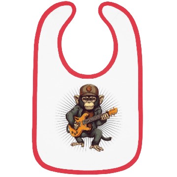 Discover Monkey Chimpanzee Playing Acousitc Rock Guitar Bibs