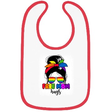Discover Free Mom Hugs Womens Messy Bun LGBTQ Free Mom Hugs Bibs