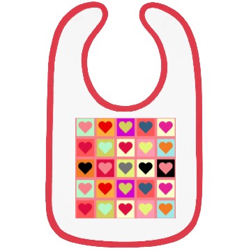 Discover Colorful Retro Vintage Checkered Heart Y2K Pattern Bibs