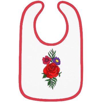 Discover Beautiful red rose with daisy flower Bibs