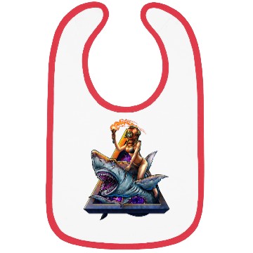 Discover Diver girl retro and angry shark #2 Bibs