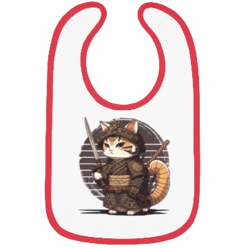 Discover Samurai Cat Warrior Japanese Ninja Cat Kawaii Bibs
