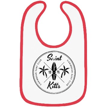 Discover Retro Saint Kitts Beach Surfing Fan Vacation Bibs
