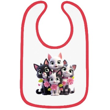 Discover Cute Cats with Flowers 3D Ai Art Bibs