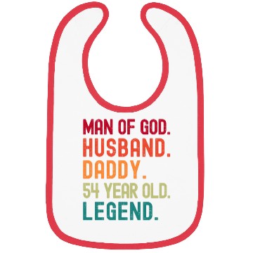 Discover Man of God Husband Dad Funny 54th Birthday Bibs