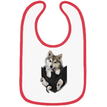 Discover Wolf White Pup In Pocket Wolves Bibs