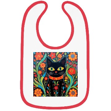 Discover Folk Art Cat Floral Bibs