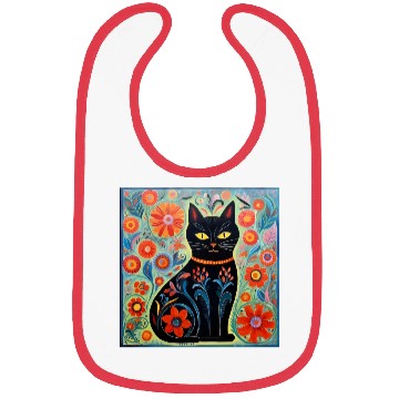 Discover Folk Art Cat Floral Bibs