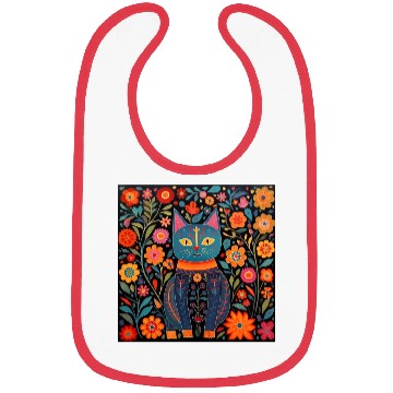 Discover Folk Art Cat Floral Bibs