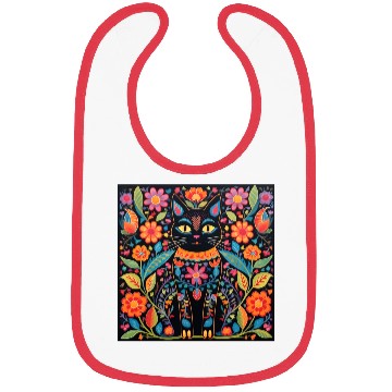Discover Folk Art Cat Floral Bibs