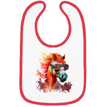 Discover Watercolor Cute Horse Superstar Horse Head Ai Art Bibs