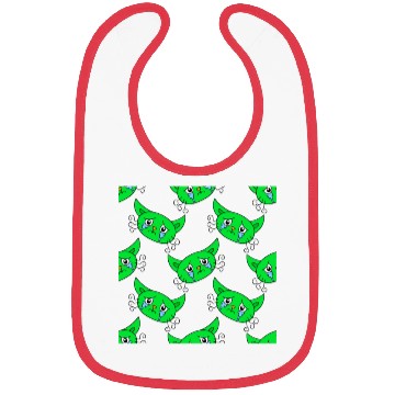 Discover Cute Little Green Cat Faces Bibs