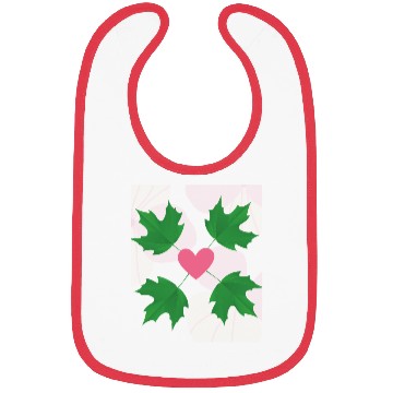Discover Green Leaf Pink Heart Bibs