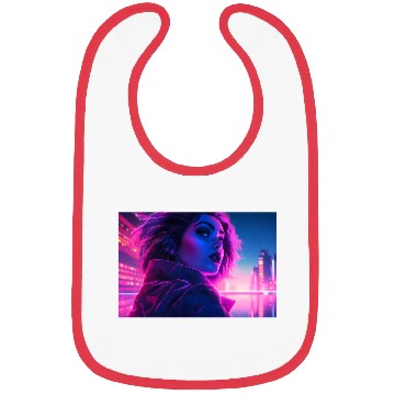 Discover Synthwave Girl - Futuristic Design neon colors Bibs