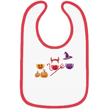 Discover Halloween Red Wine Glass Pumpkin Devil Witch Bibs