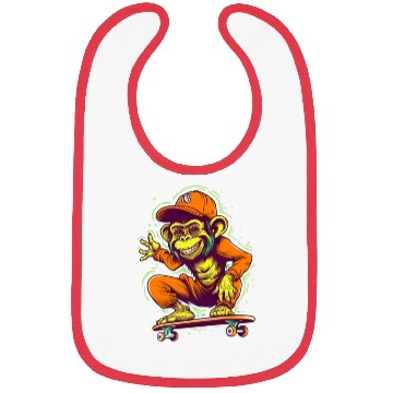 Discover Monkey on Skateboard Skater Skateboarding for Bibs