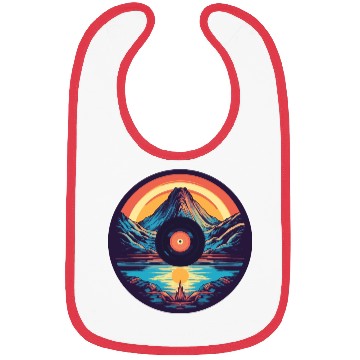 Discover Retro Mountain Landscape: Vinyl Meets Art Bibs