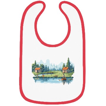 Discover Fisherman Nature 8-bit style Bibs