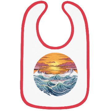Discover serene ocean sunset with large waves (3) Bibs