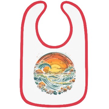Discover serene ocean sunset with large waves (7) Bibs