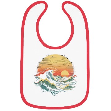Discover serene ocean sunset with large waves (8) Bibs
