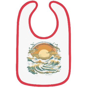 Discover serene ocean sunset with large waves (5) Bibs