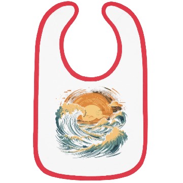 Discover serene ocean sunset with large waves (6) Bibs
