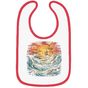 Discover serene ocean sunset with large waves (9) Bibs