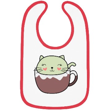 Discover Mint Hot Cocoa Cat in Coffee Mug Bibs