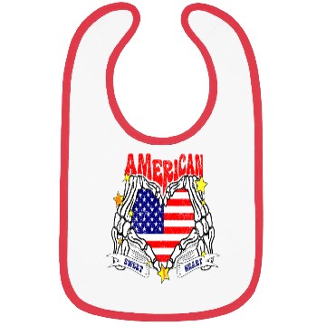 Discover America Sweet Heart Skeleton Hands Heart Flag 4th Bibs