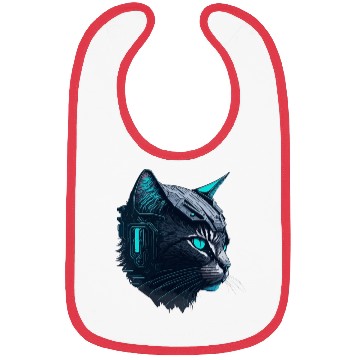 Discover Digital cyberpunk Cat artwork Bibs