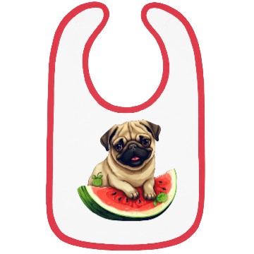 Discover Pug with Melon, Funny Summer Design for Dog Lovers Bibs