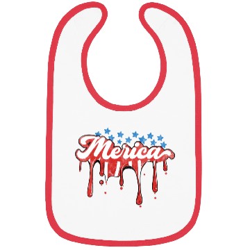 Discover Merica Us Flag Dripping 4th Of July Bibs