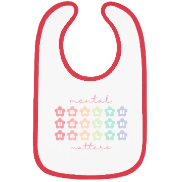 Discover Mental Health Matters Retro Flowers Pastel Rainbow Bibs
