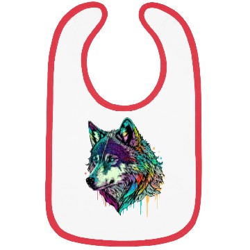 Discover Vibrant Psychedelic Wolf Illustration Bibs
