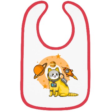 Discover Cat Cute Surprised Pet in Space planet Kitty Bibs